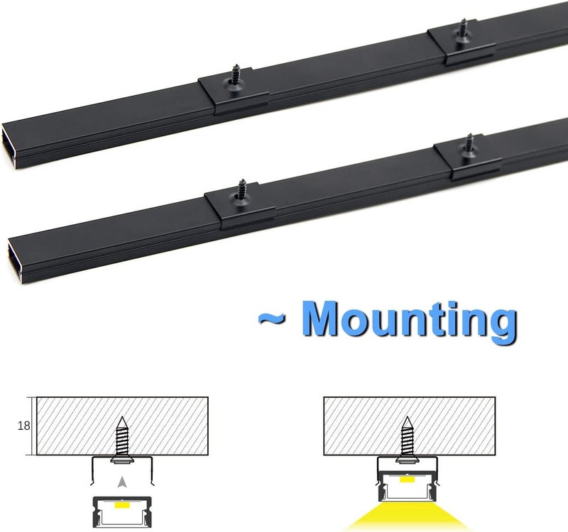 VST 6Pack 1ft Black LED Aluminum Channel with Black Smoky Transparent Cover U Shape 15x8mm, Led Strip Light Track with End Caps and Mounting Clips Accessories, for Led Strip Lights - Image 5